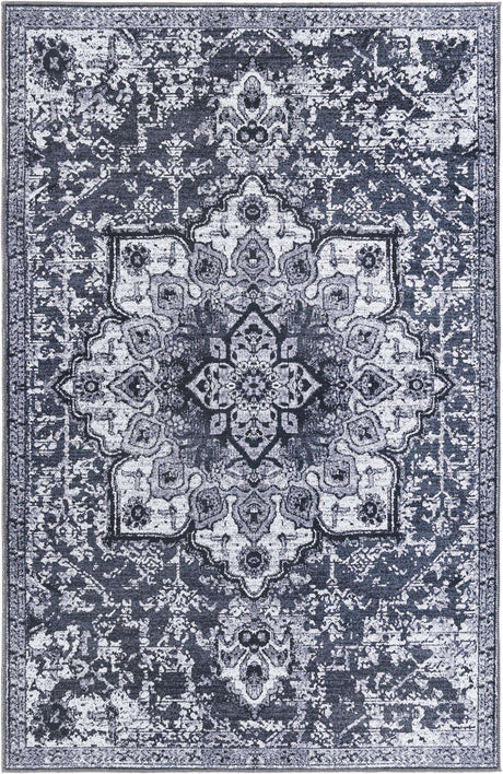 Dark Gray 6' x 9' Renaissance Washable Rectangle Rug