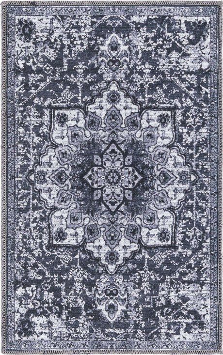 Dark Gray 2' x 3' Renaissance Washable Rectangle Rug