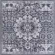 Washable Dark Gray 10' 6 x 10' 6 Renaissance Square Area Rug Easy to Clean Stain Resistant & Durable Colorful Distressed Vintage Carpet for Sale at Rug Engine