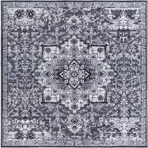 Washable Dark Gray 10' 6 x 10' 6 Renaissance Square Area Rug Easy to Clean Stain Resistant & Durable Colorful Distressed Vintage Carpet for Sale at Rug Engine