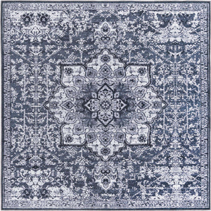 Dark Gray 8' x 8' Renaissance Washable Square Rug