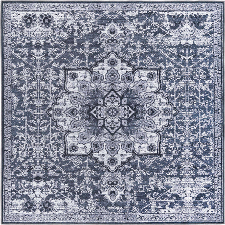 Dark Gray 8' x 8' Renaissance Washable Square Rug