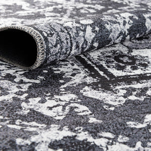 Washable Dark Gray 10' 6 x 10' 6 Renaissance Square Area Rug Easy to Clean Stain Resistant & Durable Colorful Distressed Vintage Carpet for Sale at Rug Engine