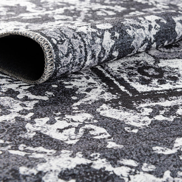 Washable Dark Gray 10' 6 x 10' 6 Renaissance Square Area Rug Easy to Clean Stain Resistant & Durable Colorful Distressed Vintage Carpet for Sale at Rug Engine