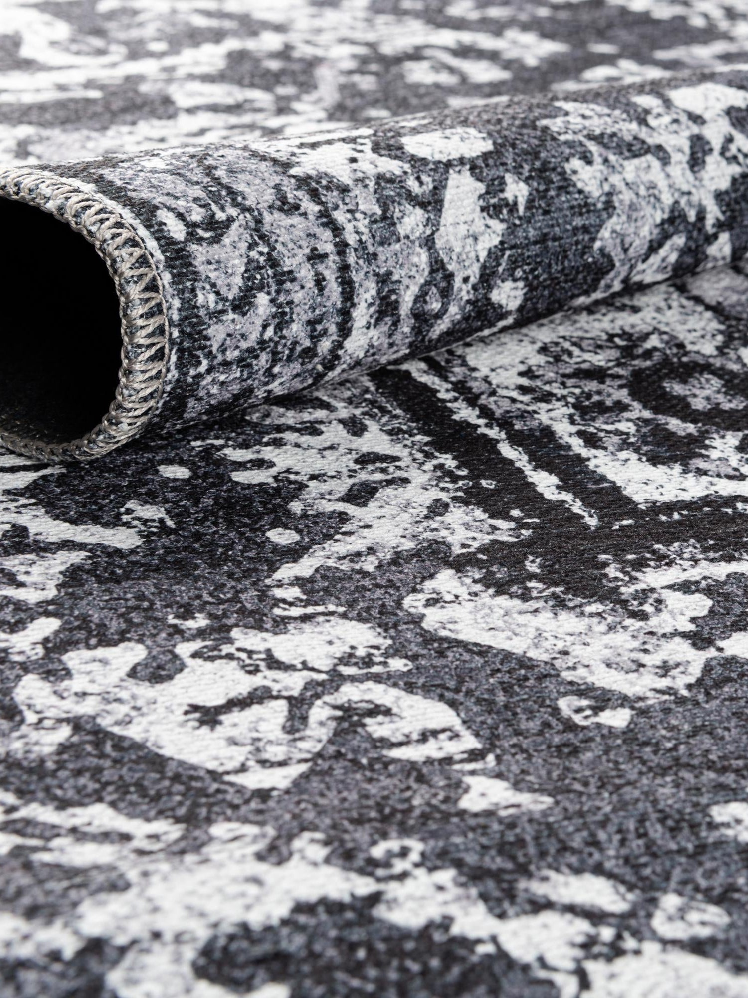 Washable Dark Gray 5' 3 x 5' 3 Renaissance Square Area Rug Easy to Clean Stain Resistant & Durable Colorful Distressed Vintage Carpet for Sale at Rug Engine