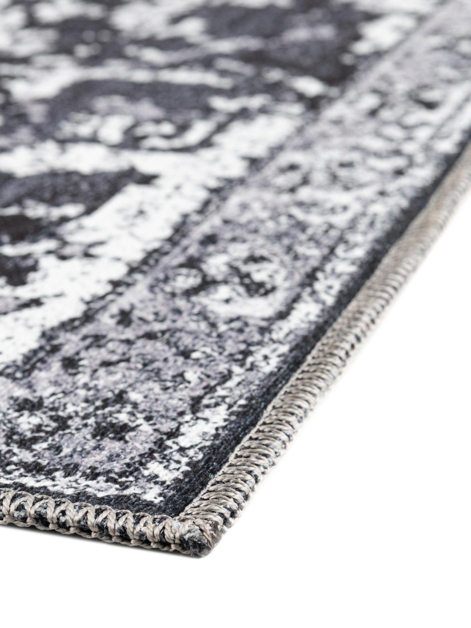 Washable Dark Gray 5' 3 x 5' 3 Renaissance Square Area Rug Easy to Clean Stain Resistant & Durable Colorful Distressed Vintage Carpet for Sale at Rug Engine