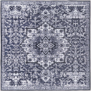 Dark Gray 7' 3 x 7' 3 Renaissance Washable Square Rug