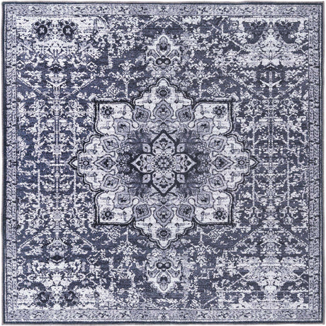 Dark Gray 7' 3 x 7' 3 Renaissance Washable Square Rug