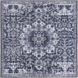Washable Dark Gray 5' 3 x 5' 3 Renaissance Square Area Rug Easy to Clean Stain Resistant & Durable Colorful Distressed Vintage Carpet for Sale at Rug Engine