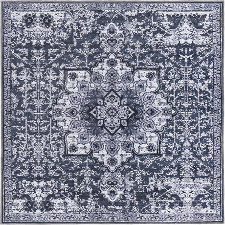 Dark Gray 5' 3 x 5' 3 Renaissance Washable Square Rug
