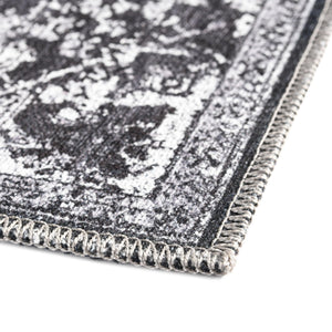 Washable Dark Gray 2' 7 x 12' Renaissance Runner Area Rug Easy to Clean Stain Resistant & Durable Colorful Distressed Vintage Carpet for Sale at Rug Engine