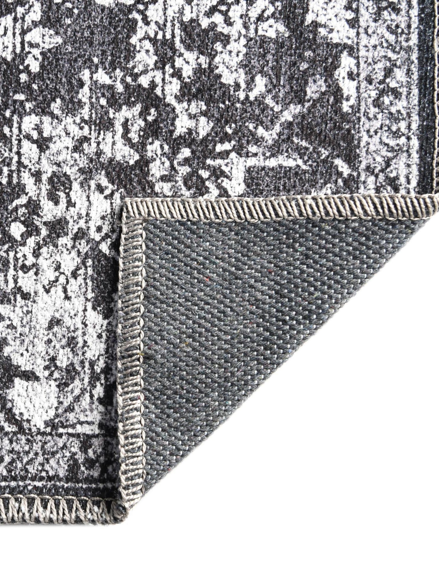 Washable Dark Gray 2' 7 x 12' Renaissance Runner Area Rug Easy to Clean Stain Resistant & Durable Colorful Distressed Vintage Carpet for Sale at Rug Engine