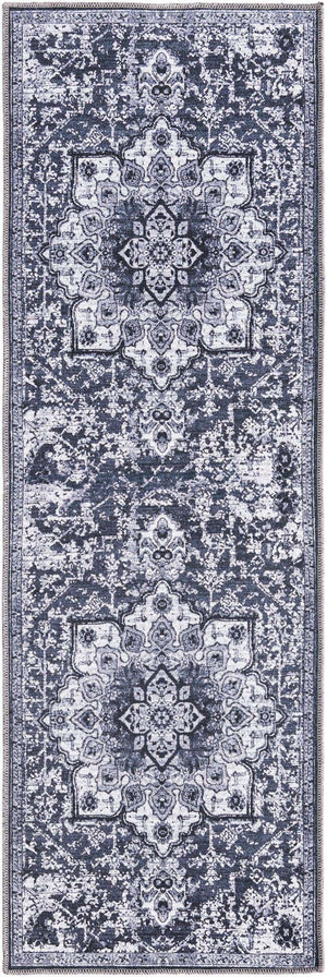 Dark Gray 2' x 6' Renaissance Washable Runner Rug