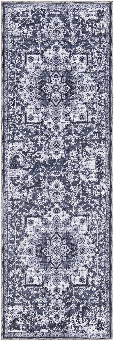 Dark Gray 2' x 6' Renaissance Washable Runner Rug