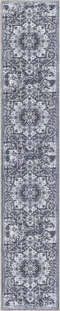Washable Dark Gray 2' x 10' Renaissance Runner Area Rug Easy to Clean Stain Resistant & Durable Colorful Distressed Vintage Carpet for Sale at Rug Engine