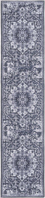 Washable Dark Gray 2' 7 x 12' Renaissance Runner Area Rug Easy to Clean Stain Resistant & Durable Colorful Distressed Vintage Carpet for Sale at Rug Engine