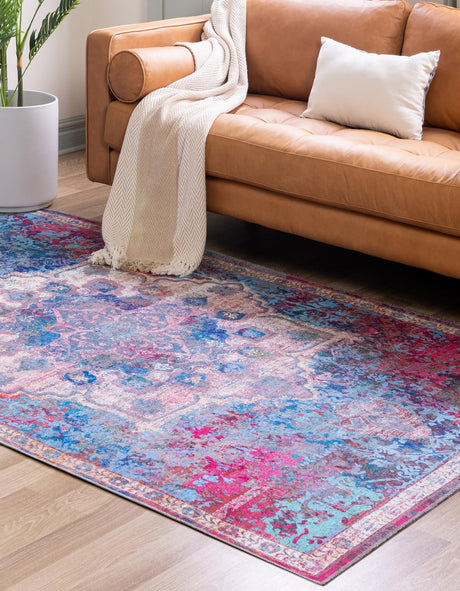 Washable Tie Dye 10' 6 x 13' Renaissance Rectangle Area Rug Easy to Clean Stain Resistant & Durable Colorful Distressed Vintage Carpet for Sale at Rug Engine