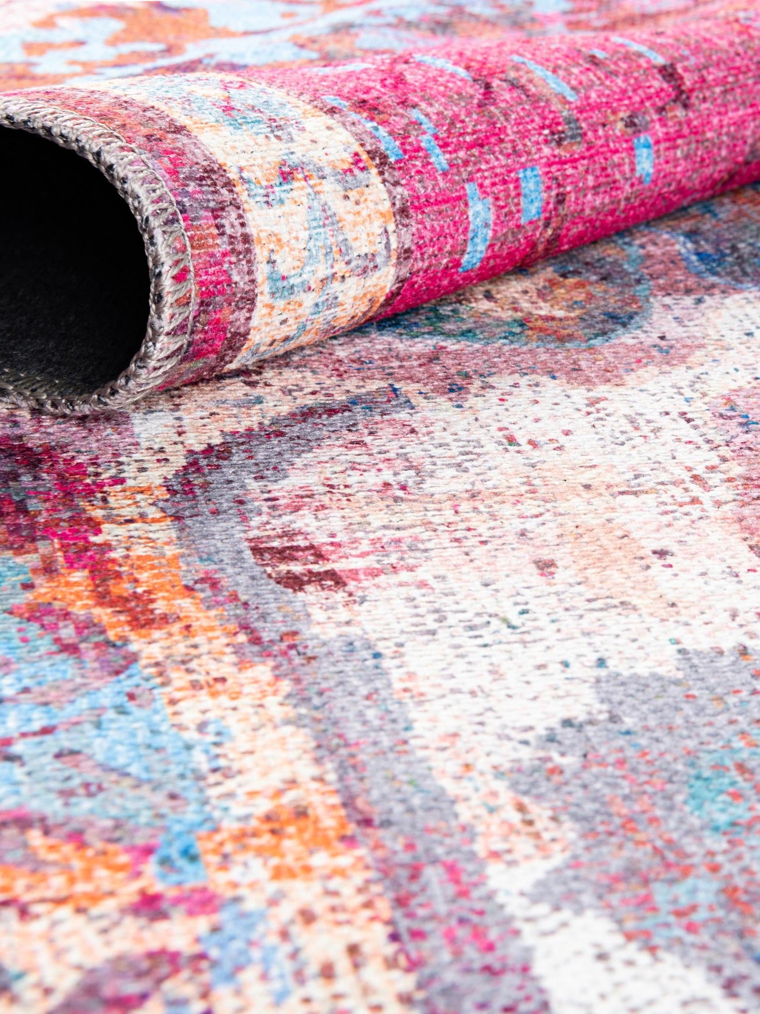 Washable Tie Dye 8' x 8' Renaissance Washable Square Area Rug Easy to Clean Stain Resistant & Durable Colorful Distressed Vintage Carpet for Sale at Rug Engine