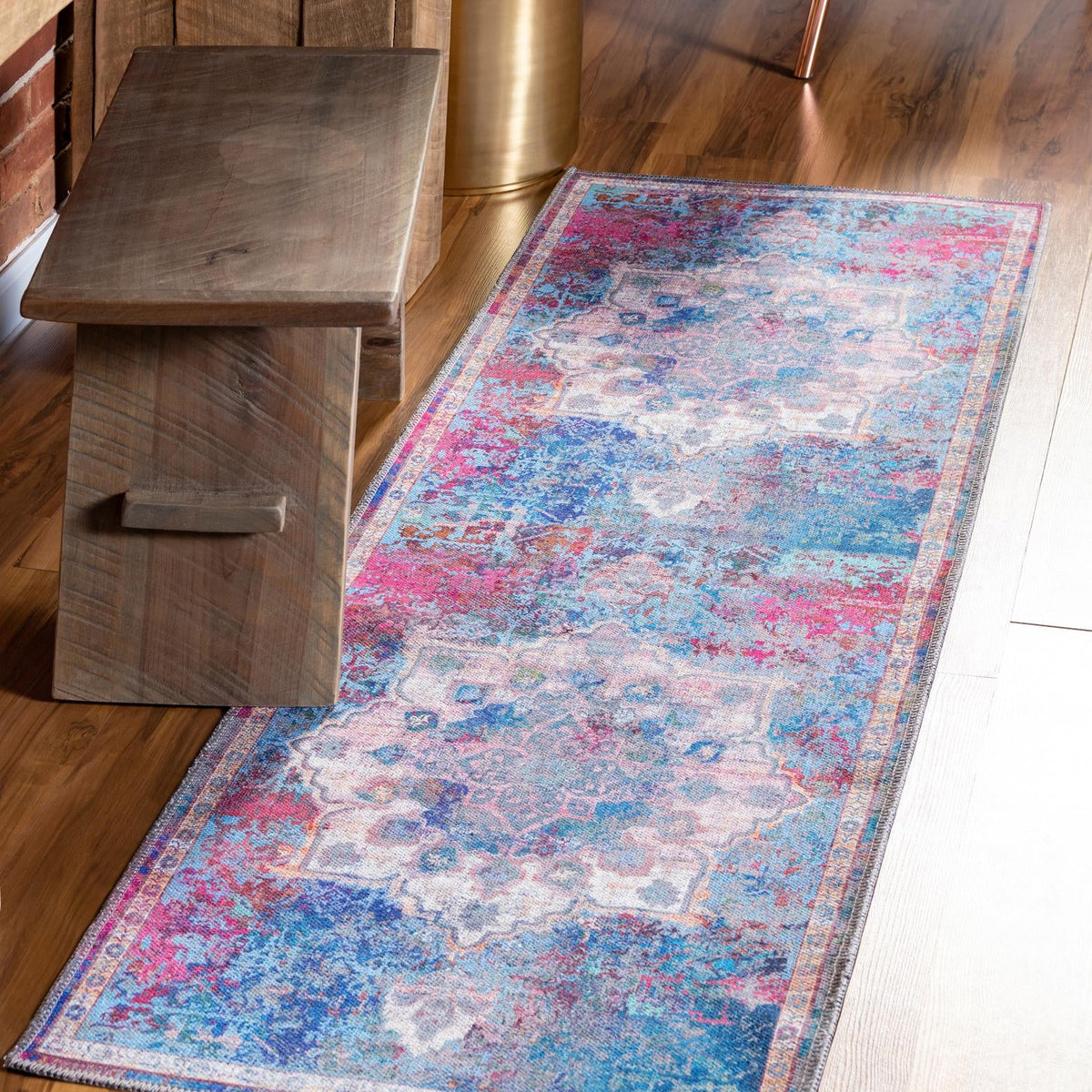 Washable Tie Dye 2' x 13' Renaissance Runner Area Rug Easy to Clean St ...