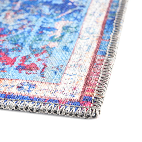 Washable Tie Dye 2' 7 x 12' Renaissance Runner Area Rug Easy to Clean Stain Resistant & Durable Colorful Distressed Vintage Carpet for Sale at Rug Engine