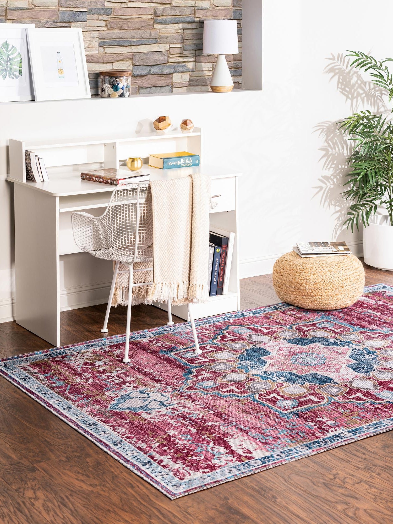 Washable Antique Pink 10' 6 x 14' Renaissance Rectangle Area Rug Easy to Clean Stain Resistant & Durable Colorful Distressed Vintage Carpet for Sale at Rug Engine