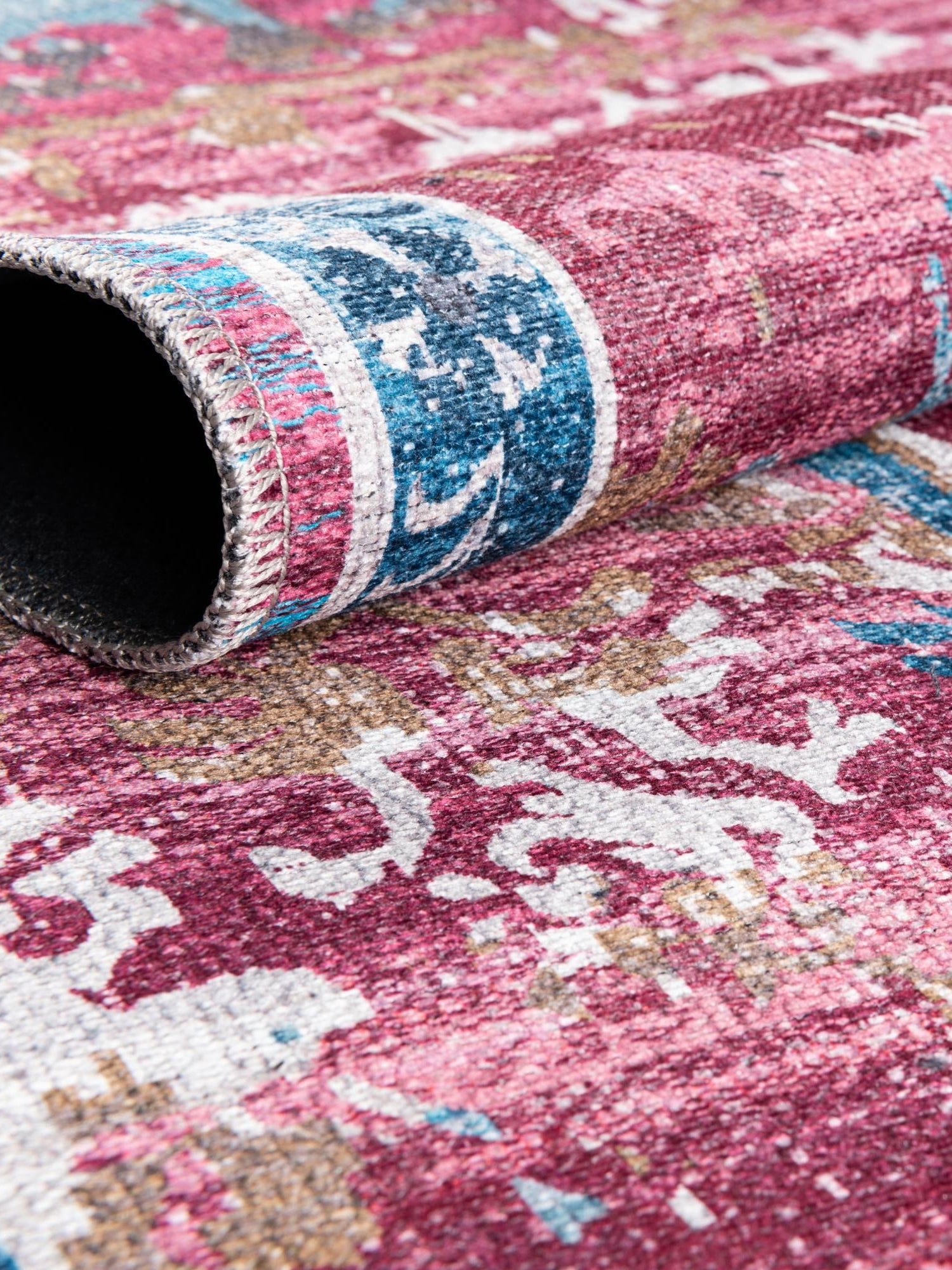 Washable Antique Pink 10' 6 x 14' Renaissance Rectangle Area Rug Easy to Clean Stain Resistant & Durable Colorful Distressed Vintage Carpet for Sale at Rug Engine