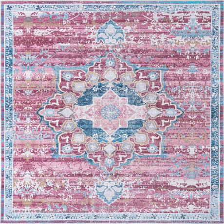 Antique Pink 10' 6 x 10' 6 Renaissance Washable Square Rug