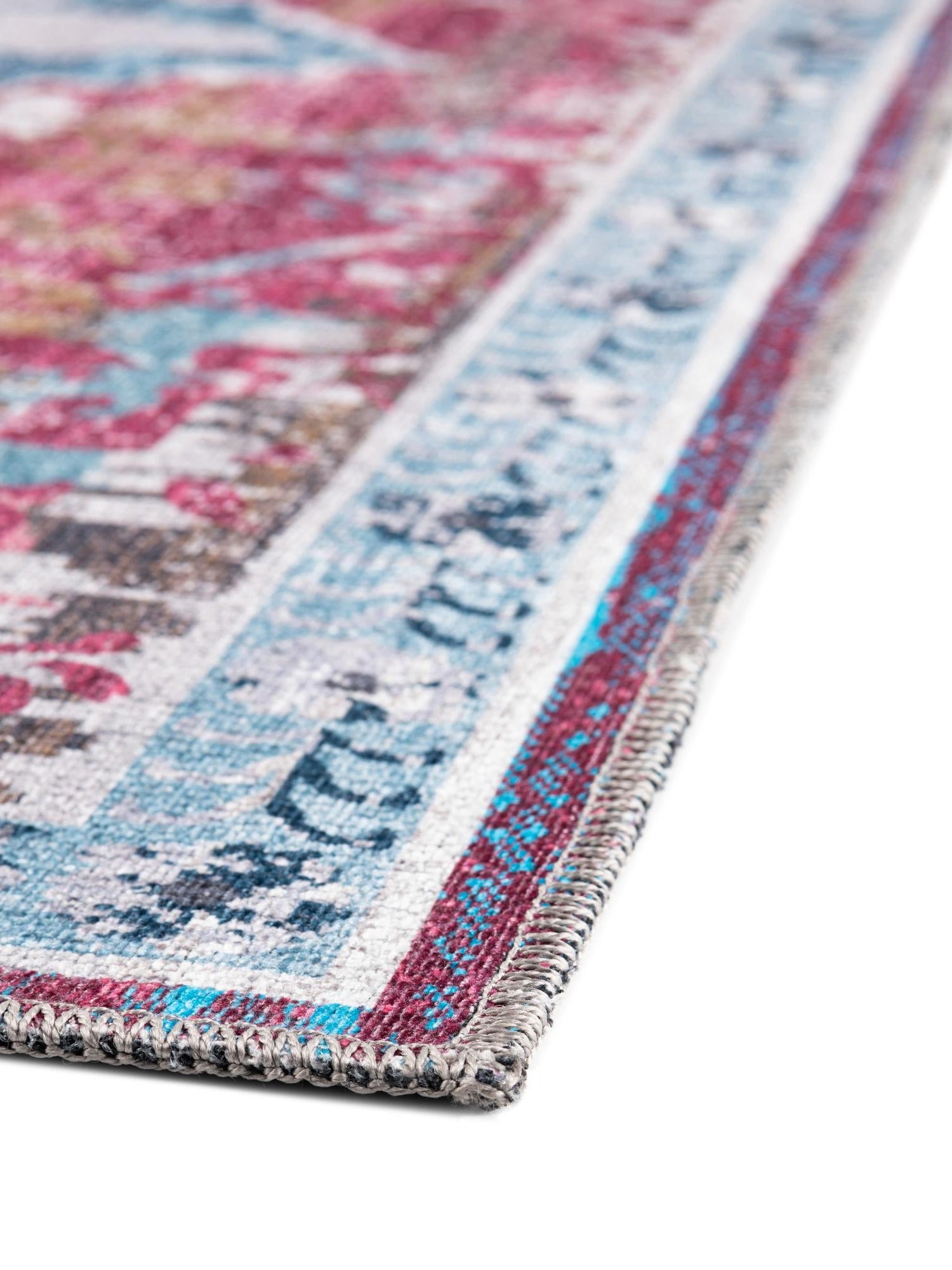 Washable Antique Pink 7' 10 x 7' 10 Renaissance Square Area Rug Easy to Clean Stain Resistant & Durable Colorful Distressed Vintage Carpet for Sale at Rug Engine