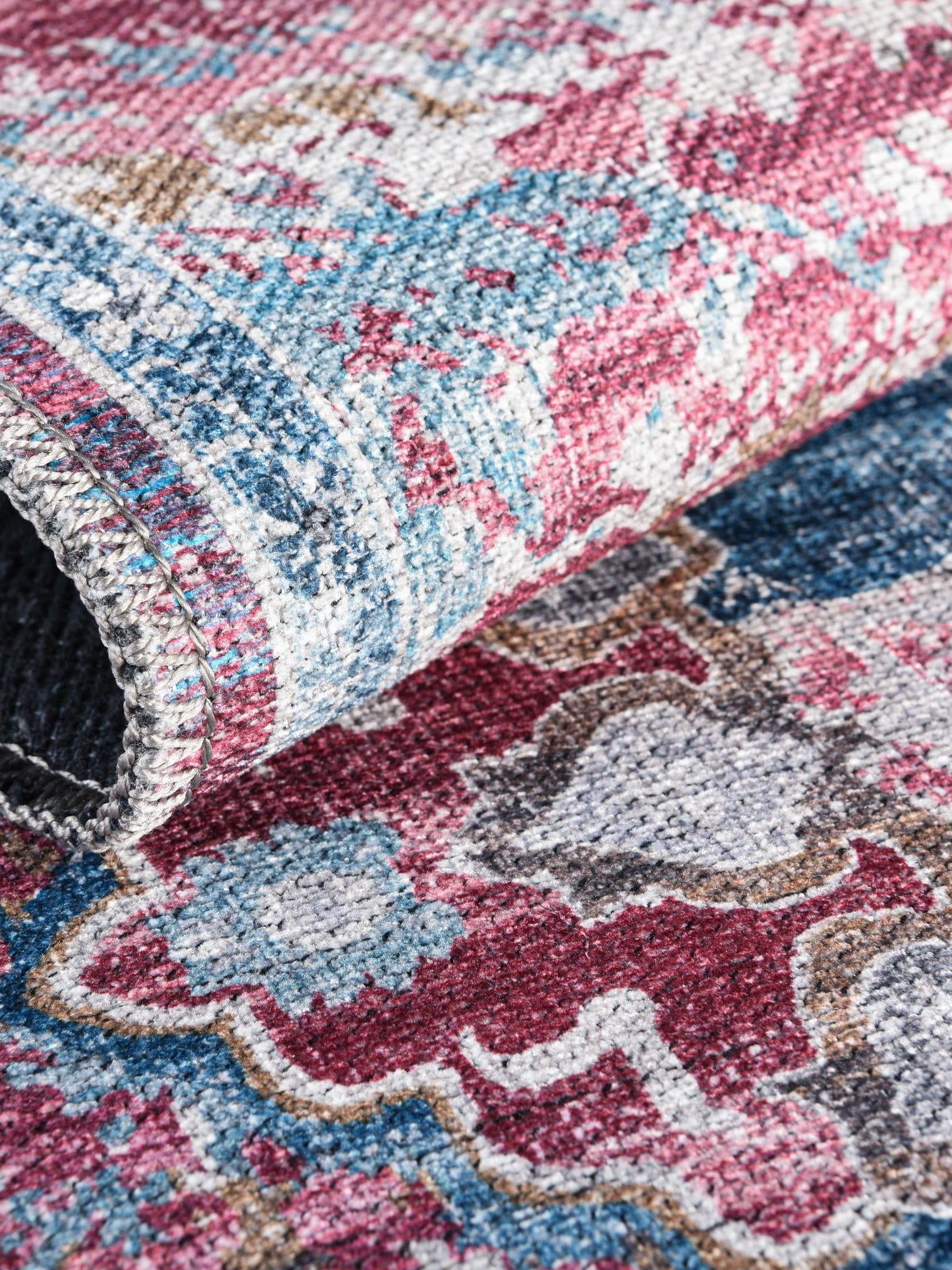 Washable Antique Pink 2' 7 x 12' Renaissance Runner Area Rug Easy to Clean Stain Resistant & Durable Colorful Distressed Vintage Carpet for Sale at Rug Engine