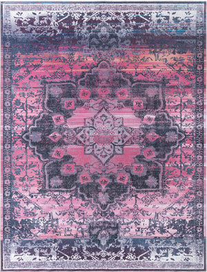 Washable Antique Rose 9' 2 x 12' Renaissance Rectangle Area Rug Easy to Clean Stain Resistant & Durable
