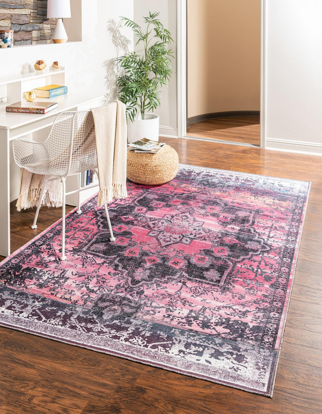 Washable Antique Rose 9' 2 x 12' Renaissance Rectangle Area Rug Easy to Clean Stain Resistant & Durable