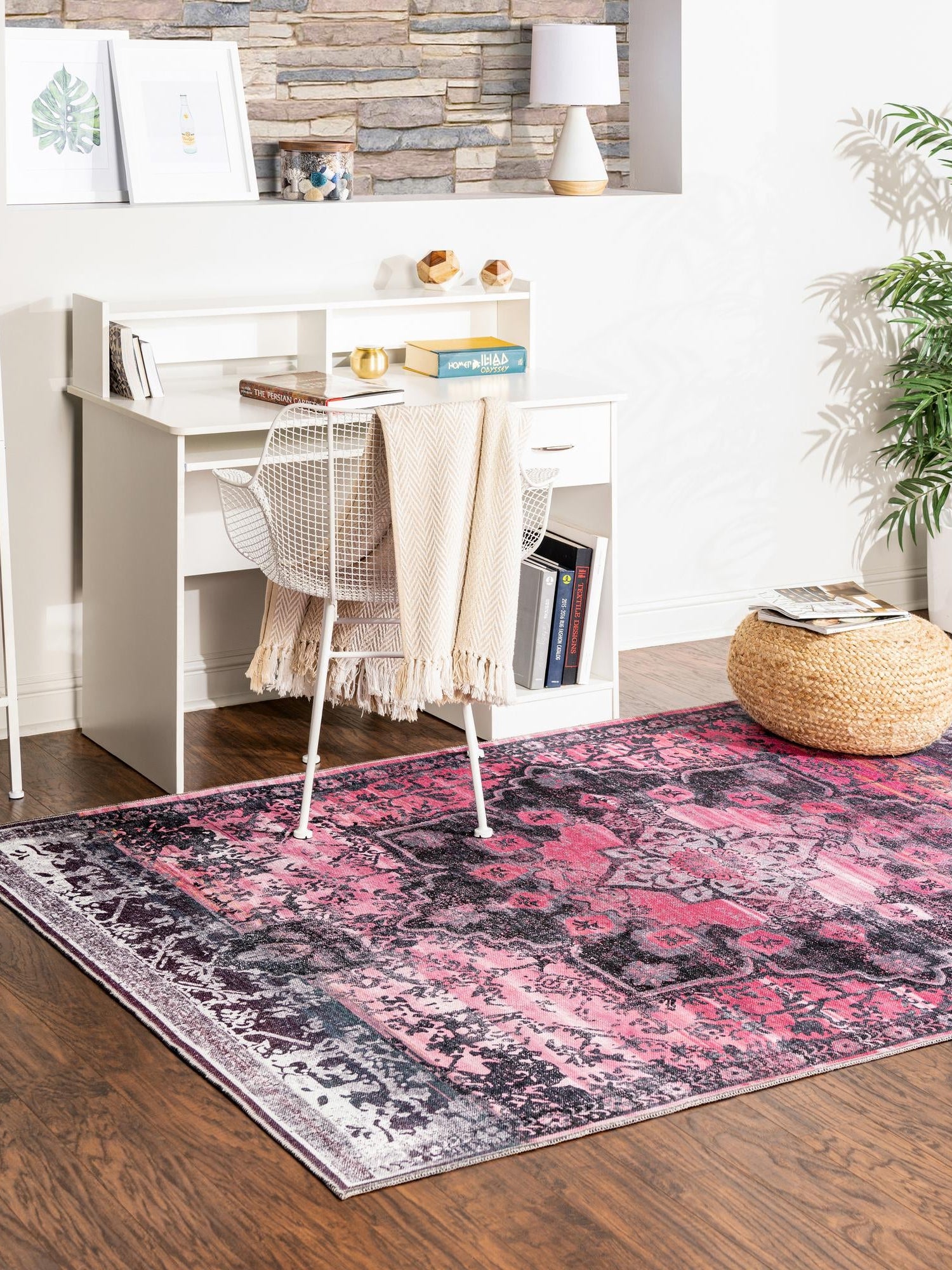 Washable Antique Rose 9' 2 x 12' Renaissance Rectangle Area Rug Easy to Clean Stain Resistant & Durable