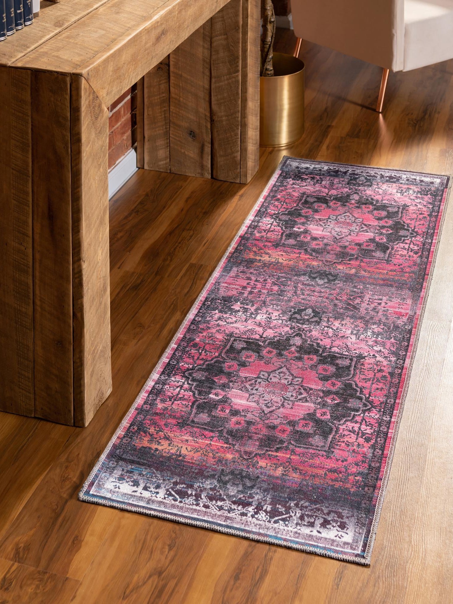 Washable Antique Rose 2' x 9' 10 Renaissance Runner Area Rug Easy to Clean Stain Resistant & Durable Colorful Distressed Vintage Carpet for Sale at Rug Engine