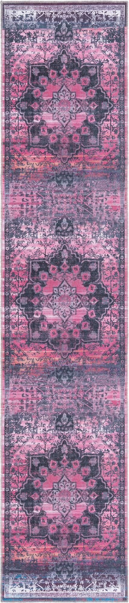 Washable Antique Rose 2' 7 x 12' Renaissance Runner Area Rug Easy to Clean Stain Resistant & Durable Colorful Distressed Vintage Carpet for Sale at Rug Engine