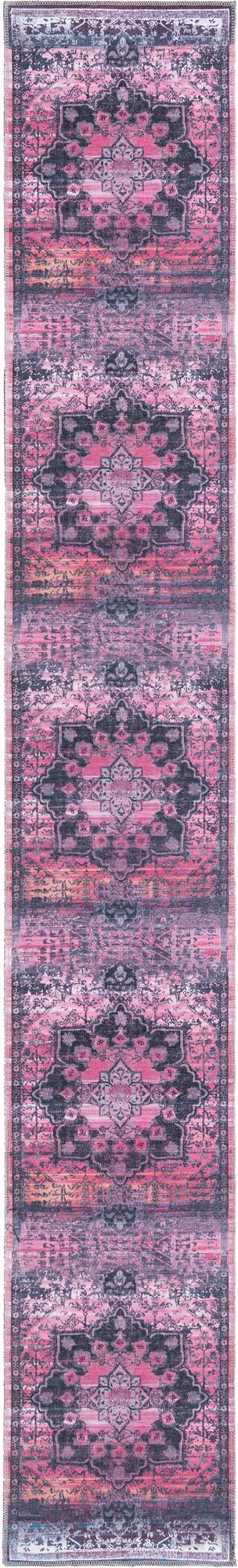 Washable Antique Rose 2' x 13' Renaissance Runner Area Rug Easy to Clean Stain Resistant & Durable Colorful Distressed Vintage Carpet for Sale at Rug Engine