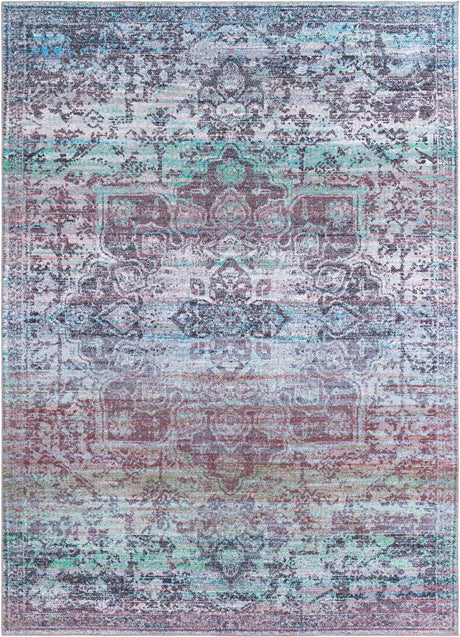 Blue Green 10' 6 x 14' Renaissance Washable Rectangle Rug
