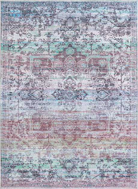 Blue Green 10' 6 x 13' Renaissance Washable Rectangle Rug
