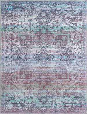 Blue Green 9' 2 x 12' Renaissance Washable Rectangle Rug