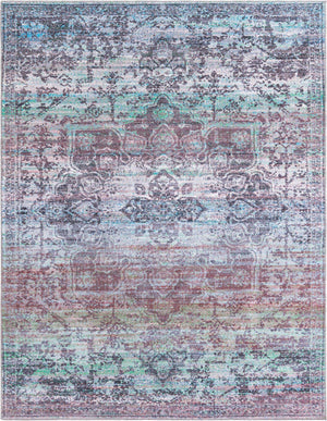 Blue Green 8' x 10' Renaissance Washable Rectangle Rug