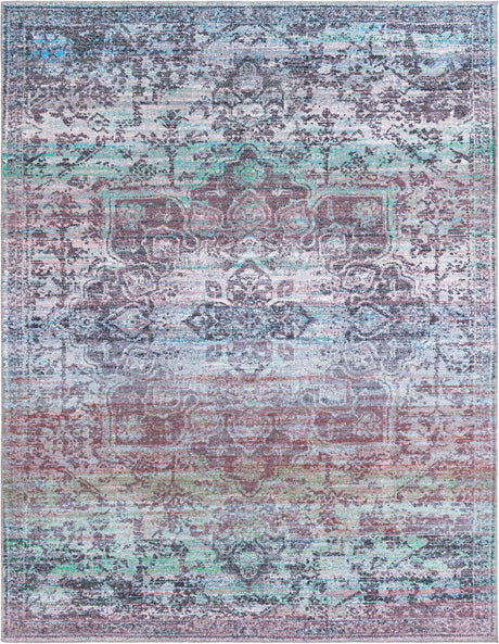 Blue Green 8' x 10' Renaissance Washable Rectangle Rug
