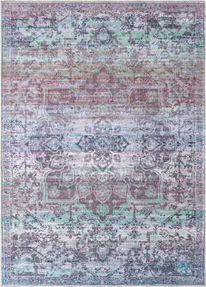 Blue Green 7' 3 x 10' Renaissance Washable Rectangle Rug
