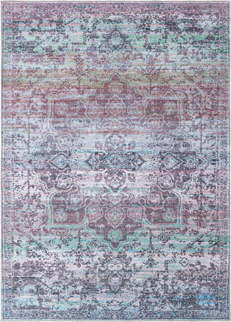 Blue Green 7' 3 x 10' Renaissance Washable Rectangle Rug