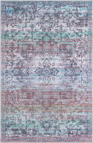 Blue Green 6' x 9' Renaissance Washable Rectangle Rug