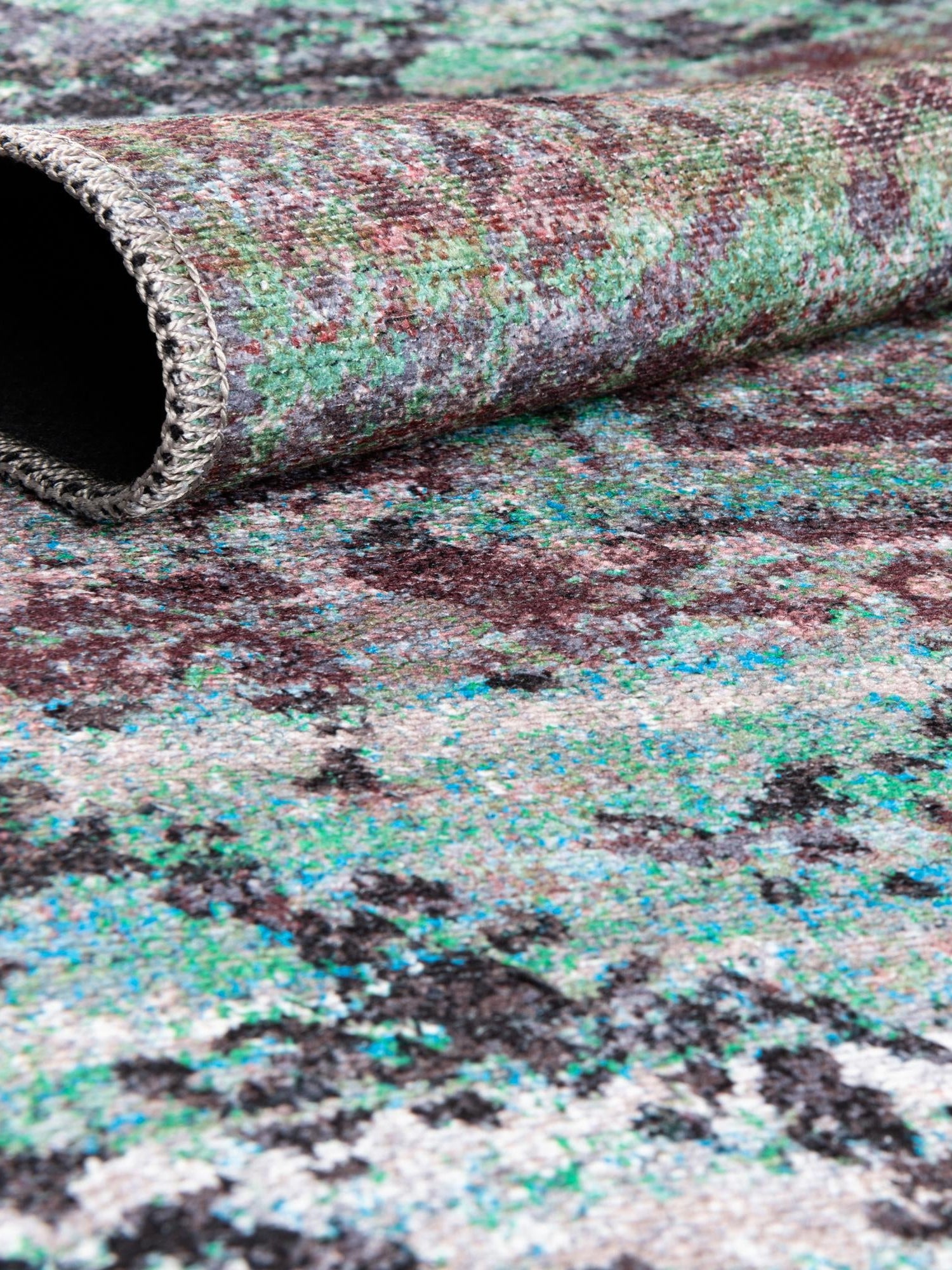 Washable Blue Green 5' 11 x 9' Renaissance Rectangle Area Rug Easy to Clean Stain Resistant & Durable Colorful Distressed Vintage Carpet for Sale at Rug Engine