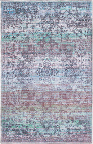 Blue Green 4' x 6' Renaissance Washable Rectangle Rug