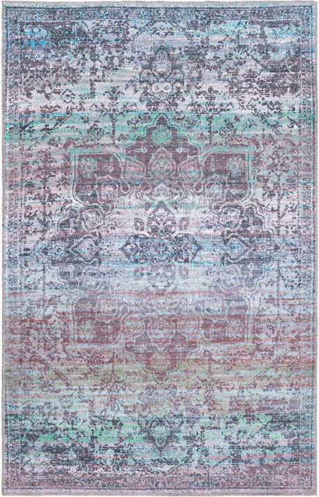 Blue Green 4' x 6' Renaissance Washable Rectangle Rug