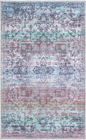 Blue Green 3' 3 x 5' 3 Renaissance Washable Rectangle Rug