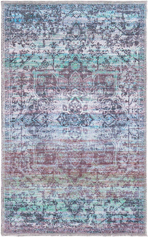 Blue Green 2' x 3' Renaissance Washable Rectangle Rug