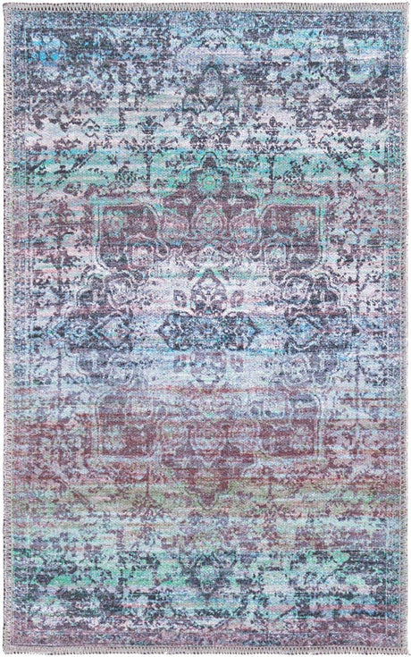 Blue Green 2' x 3' Renaissance Washable Rectangle Rug