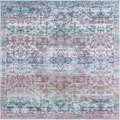 Blue Green 10' 6 x 10' 6 Renaissance Washable Square Rug